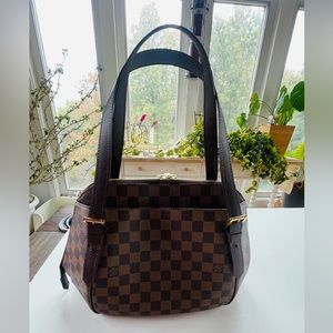 Louis Vuitton Damier Belem PM Handbag Brown